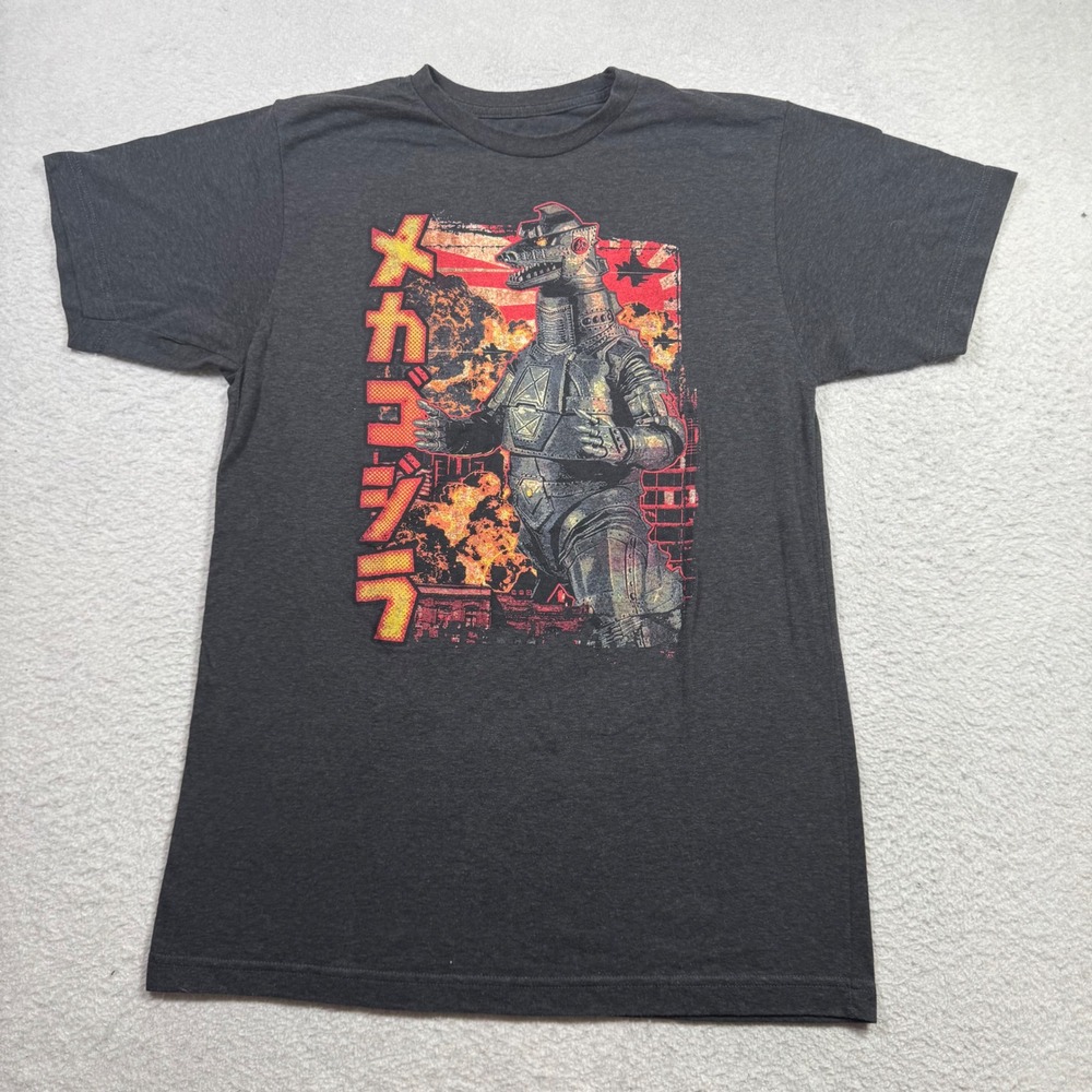 teeVillain MechaGodzilla Graphic T-Shirt Mens Medium Charcoal Gray Good Kaiju